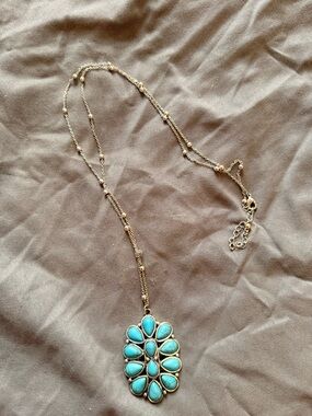 Turquoise Teardrop Pendant Necklace - Women Jewelry